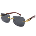 Retro Leopard Head Metal Rimless Square Sunglasses for Stylish Comfort