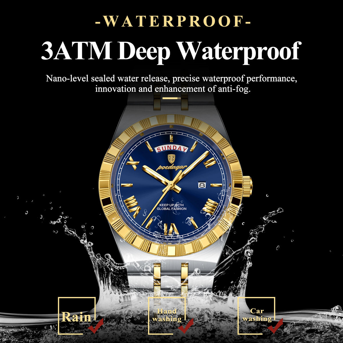 Poedagar 675 Men's Luxury Wristwatch Business Formal Waterproof Luminous Quartz Montre Homme Stainless Steel Reloj Watch for Men