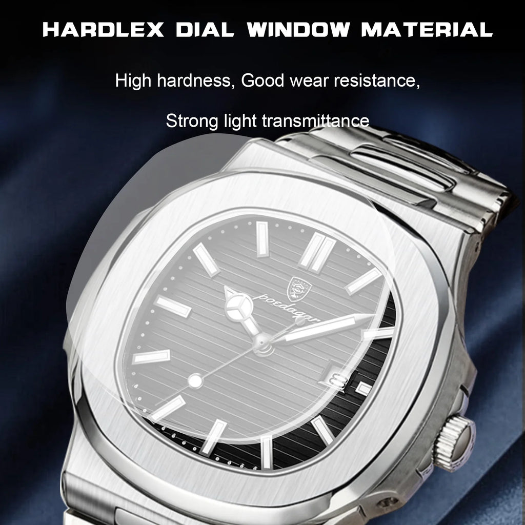 Poedagar 613 Men's Watch Luxury Business Luminous Waterproof Stainless Steel Quartz Watches Montre Homme Office Gift for Men