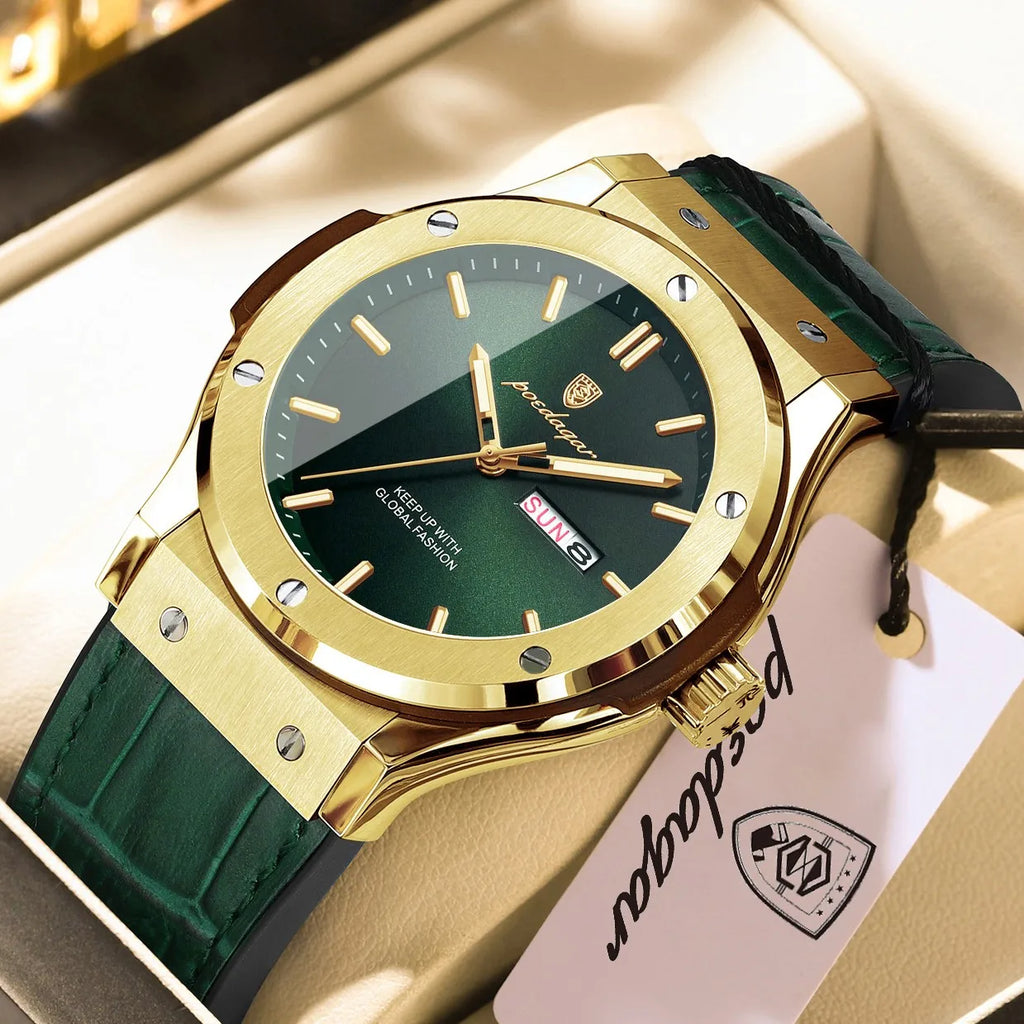 Poedagar 952 Luxury Men's Watches Silicone Strap Waterproof Quartz Wristwatch Montre Luminous Date Week Sports Watch for Men