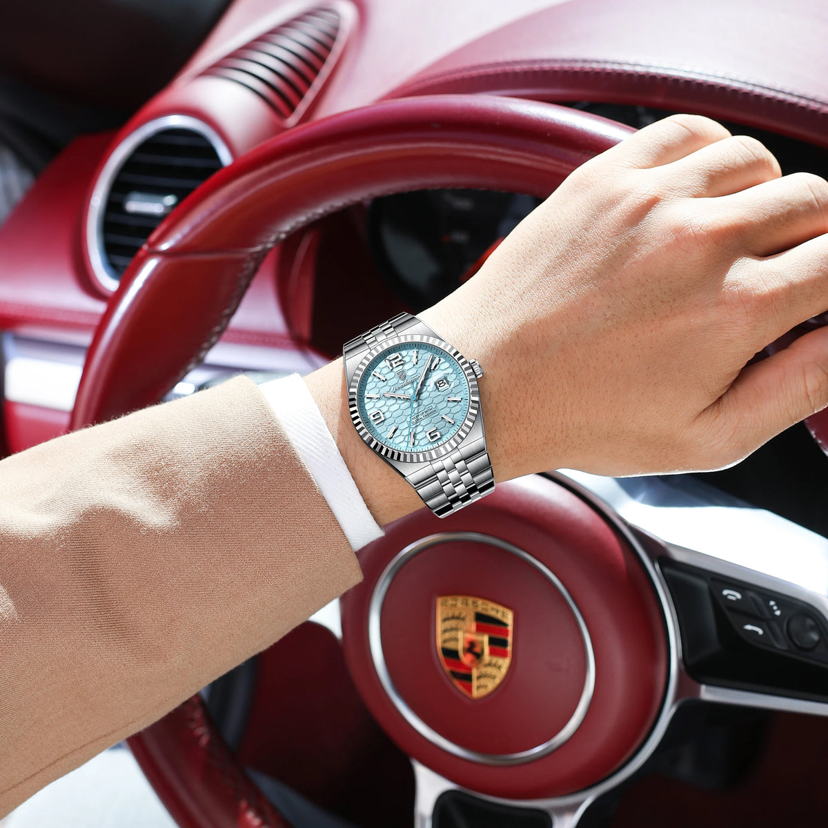 Poedagar High Quality Stainless Steel Quartz Watch Luxury Waterproof Luminous Men's Wristwatch