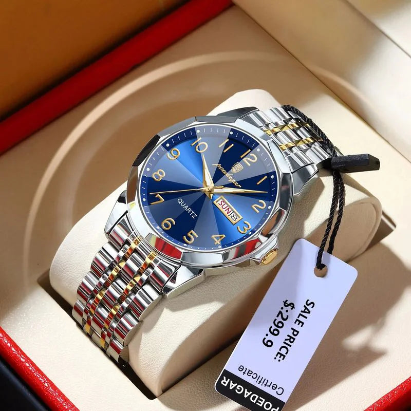 Poedagar New ArrivalsLuxruy Men's Watches Waterproof Luminous Quartz Watches Stainless Steel Watch for Men