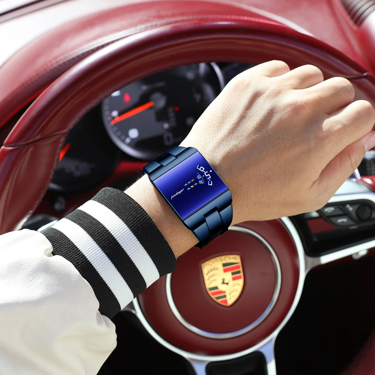 POEDAGAR 857 Luxury Business Men Quartz Watch Waterproof Stainless Steel Wristwatch Unique Geometric Dial Fashion Dress Watch