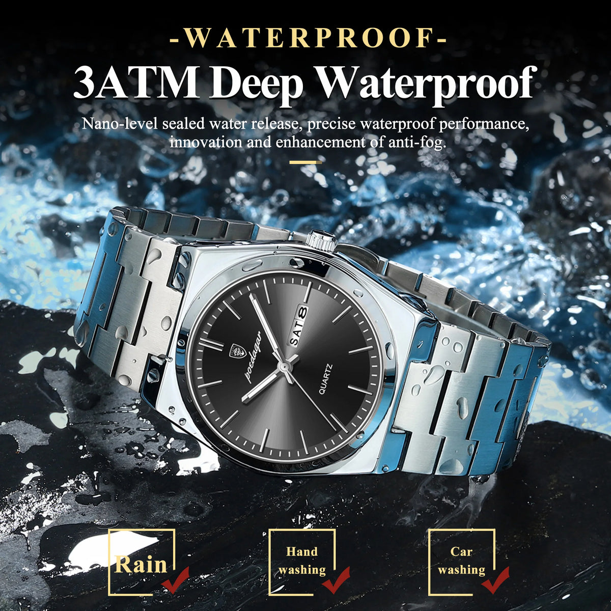 Poedagar 930 Watch for Men Luxury Hot Sale Stainless Steel Bracelet Quartz Watches Montre Homme Waterproof Luminous Men Watch