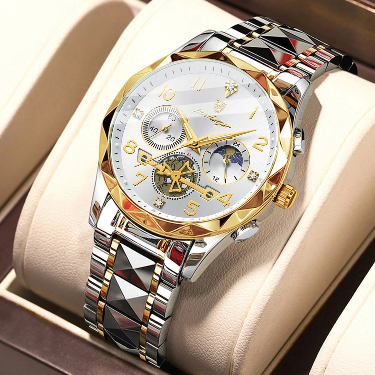 Poedagar 972 Watch for Men Luxury Fashion Chronograph 3ATM Waterproof Reloj Hombre Luminous Stainless Steel Quartz Watches