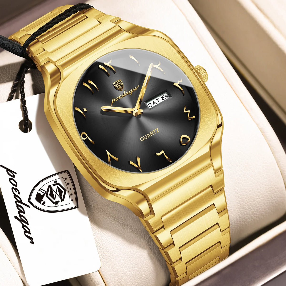 Poedagar 616 Luxury Men's Watch Classic Arabic Dial Quartz Watches Montre Waterproof Stainless Steel Business Wristwatch for Men