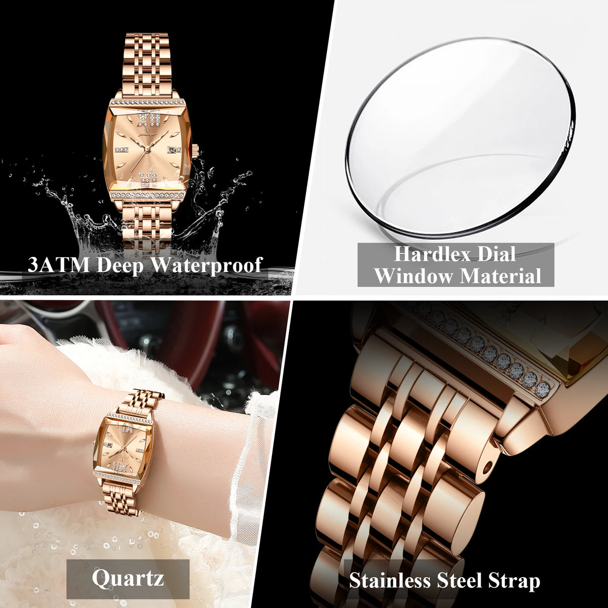 Poedagar 795 Luxury Women's Watch Diamond Ladies Watches Waterproof Luminous Stainless Steel Bracelet Quartz Watch for Women