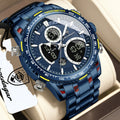 Poedagar E127 Luxury Men's Analog-Digital Watch Luminous Waterproof Dual Display Montre Homme Stainless Steel Quartz Watches