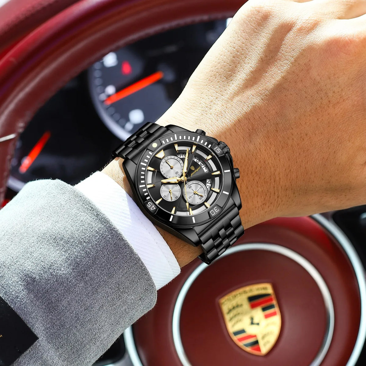 Poedagar 695 Men Quartz Watches Stainless Steel Daily Wear Outdoor Casual Luminous Chronograph Reloj Hombre