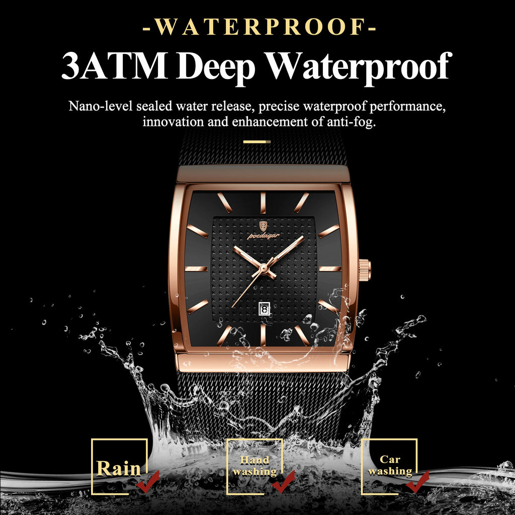 Poedagar 885 Luxury Men's Quartz Watches Stainless Steel Mesh Date Wristwatch Luminous Waterproof Watch for Men Montre Homme