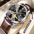 Poedagar 938 Men's Quartz Watches Luxury Leather Strap Waterproof Quartz Watch Reloj Hombre Luminous Chronograph Watch for Men