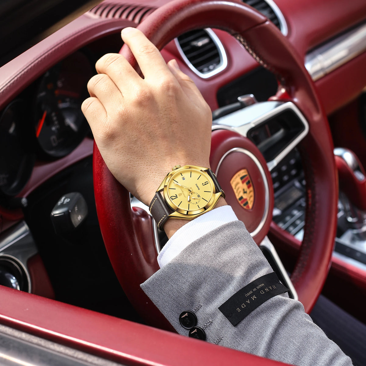POEDAGAR 689 Quartz Watch Men Hardlex Dial Leather Strap 3ATM Waterproof Luminous Night Light Business Wristwatch