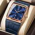 Poedagar 885 Men's Leather Quartz Watch Luminous Date Display Waterproof Luxury Fashion Watch Square Watch for Men