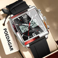Poedagar E109 Men's Watch Dual Display Multifunctional Chronograph Quartz Silicone Strap Alarm Luminous Waterproof Watch for Men