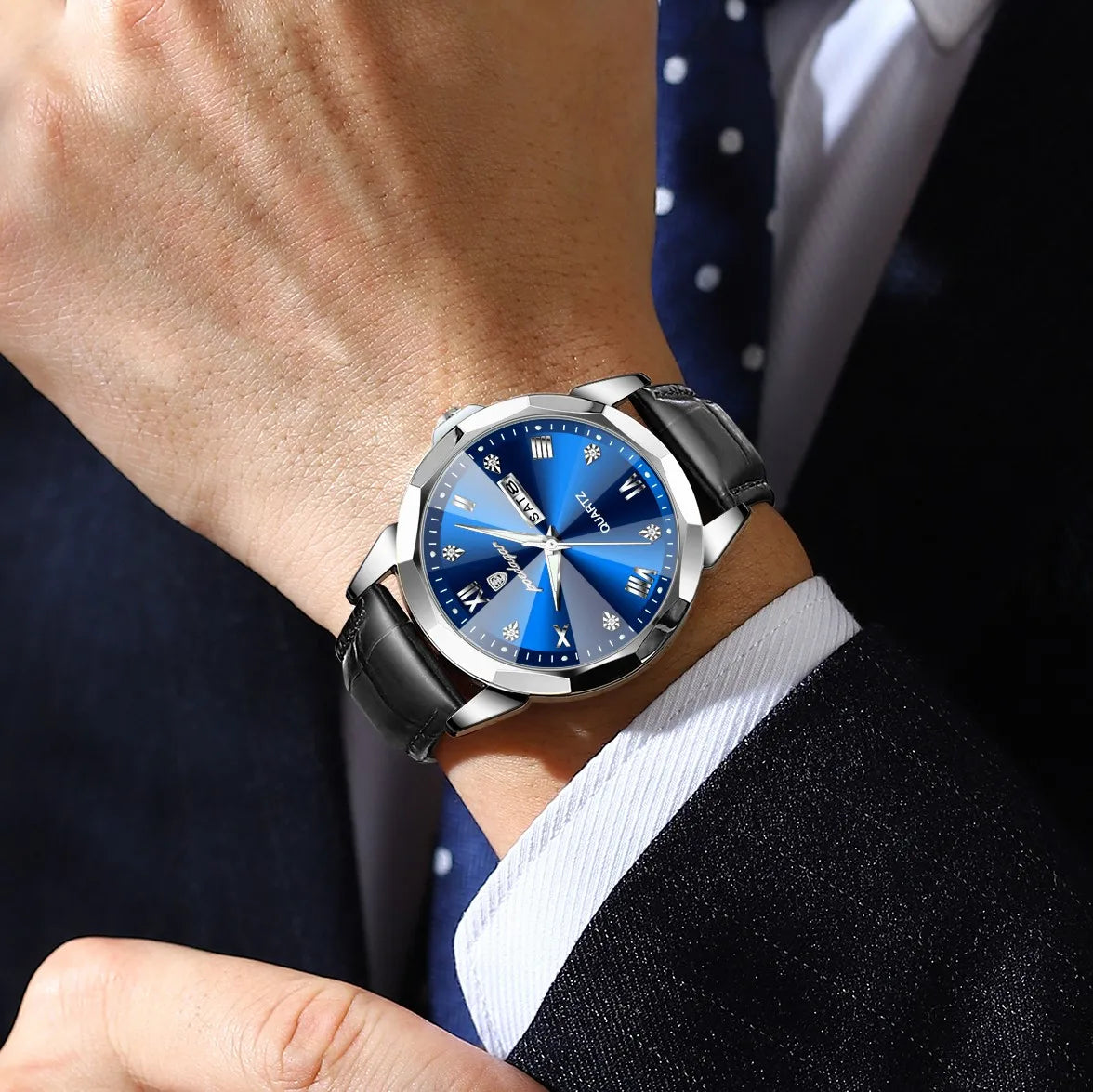 Poedagar 810 Luxury Mens Quartz Watch Waterproof Luminous Date Montre Business Lightweight Leather Strap Quartz Watches for Men