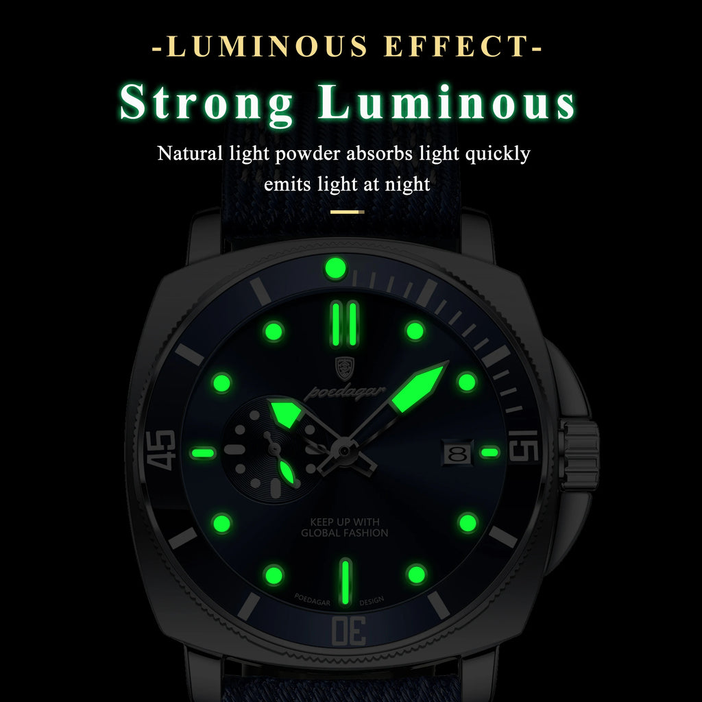 Poedagar Factory Wholesale Luxury Leather Men Wristwatch Waterproof Luminous Quartz Watch for Men
