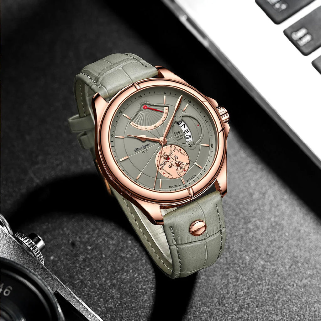 Poedagar Fashion Casual Sport Watches Men Wrist Leather Luxury Quartz Watches Waterproof Calendar Watch for Men Reloj