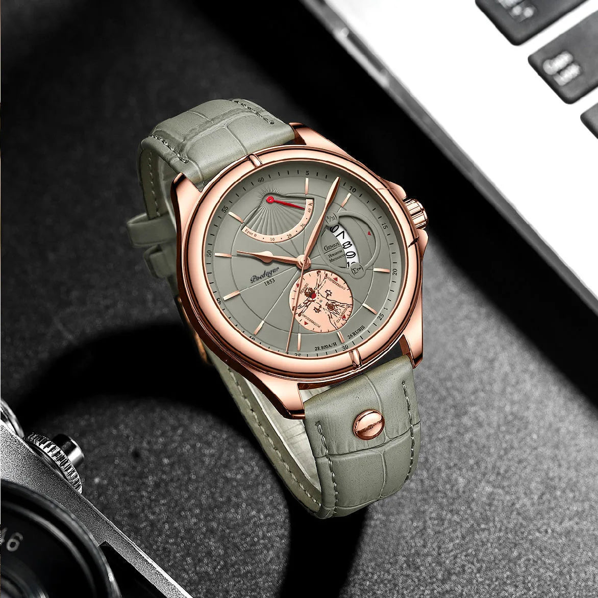 Poedagar Fashion Casual Sport Watches Men Wrist Leather Luxury Quartz Watches Waterproof Calendar Watch for Men Reloj