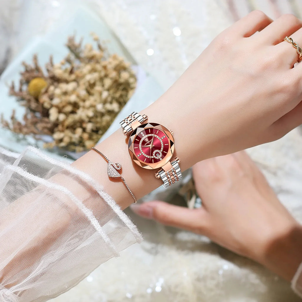 Poedagar 726 High Quality Diamond Ladies Quartz Watch Waterproof Date Stainless Steel Women Watch