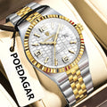 Poedagar 839 Men Watch Ready to Ship Classic Style Luxury Fluted Bezel Honeycomb Dial Quartz Wristwatch Own Factory Wholesale