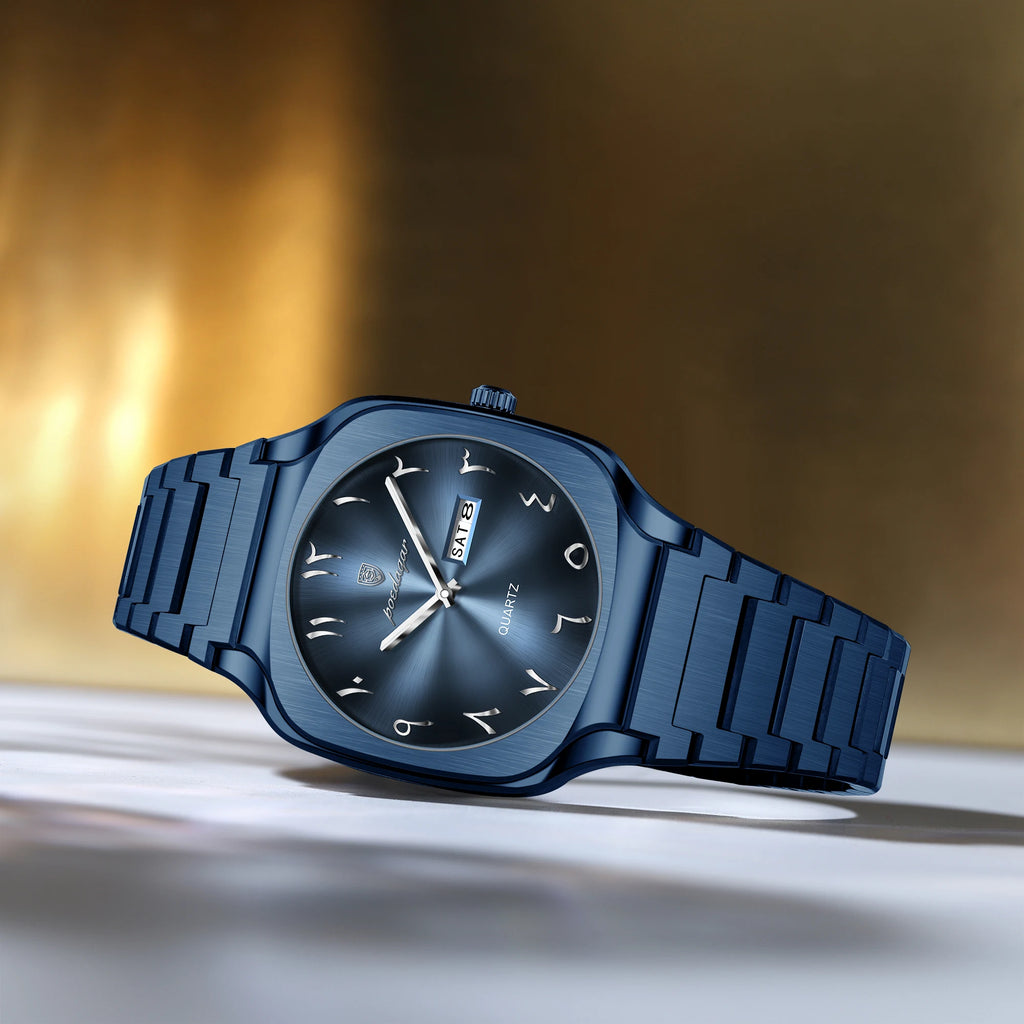 Poedagar 616 Men's Watch Luxury Eastern Arabic Dial Quartz Wristwatch Montre Waterproof Stainless Steel Business Watch for Men