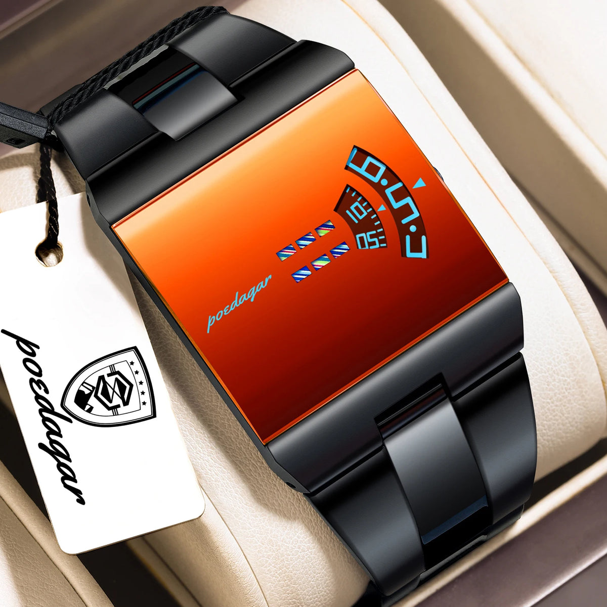 Poedagar 857 Luxury Men's Watch Unique Red Gradient Mirror Dial Wristwatch Stainless Steel Band Waterproof Montre Watch for Men
