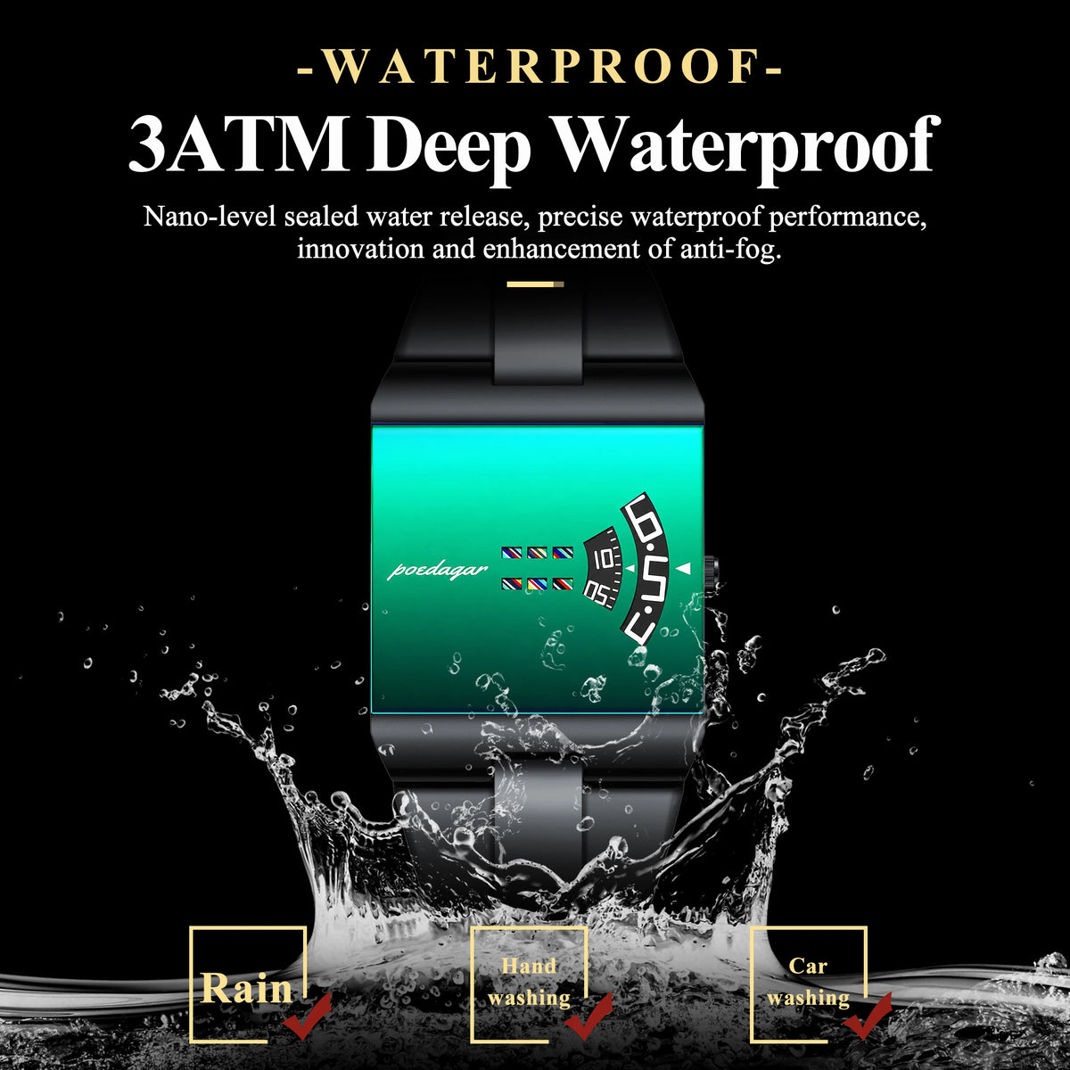 Poedagar 857 Luxury Men Watch Unique Green Mirror Dial Quartz Watch Stainless Steel Waterproof Relojes Hombre Wristwatch for Men