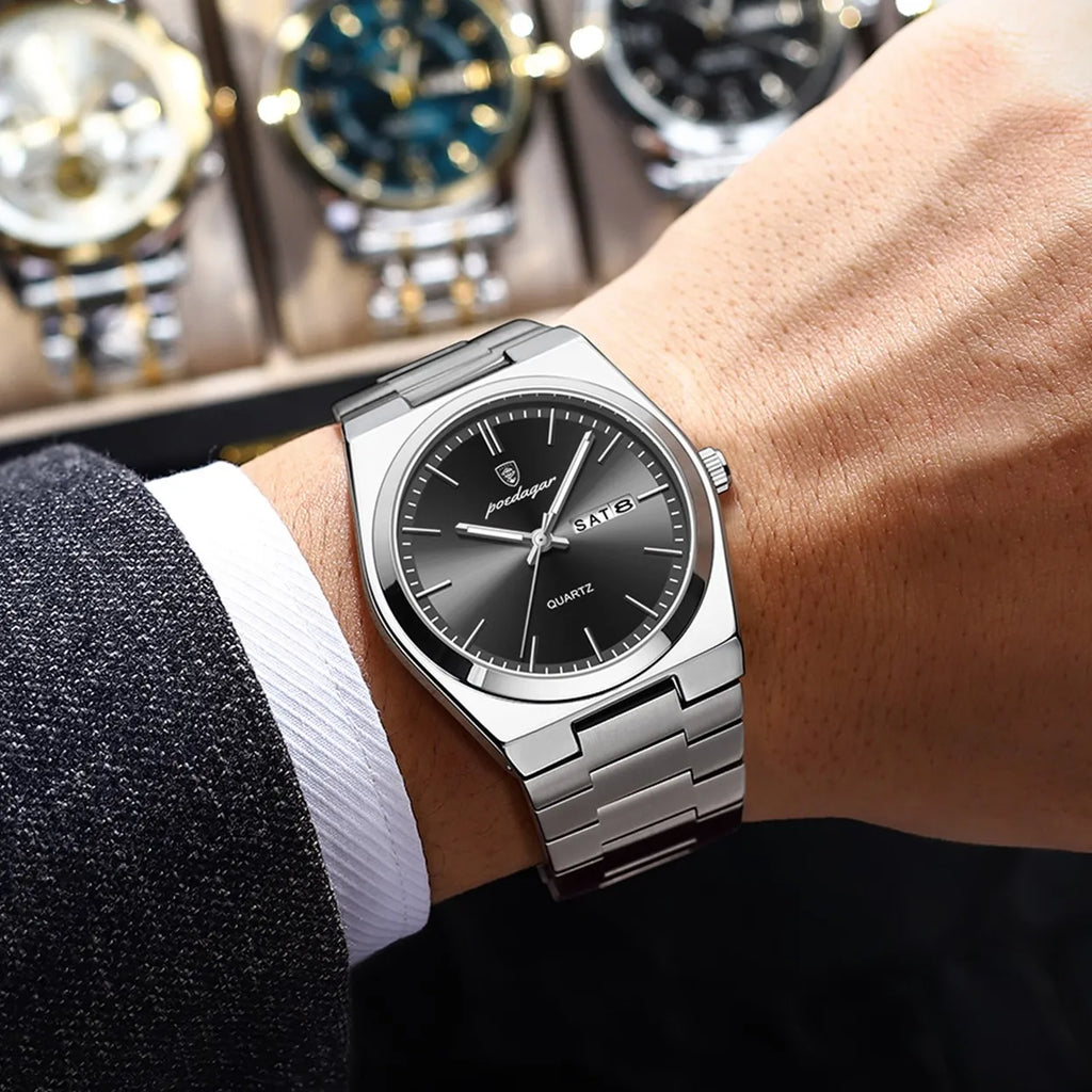 Poedagar 930 Watch for Men Luxury Hot Sale Stainless Steel Bracelet Quartz Watches Montre Homme Waterproof Luminous Men Watch