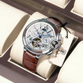 Poedagar 1413 Luxury Men's Automatic Mechanical Watch Hollow Tourbillon Leather Strap Reloj Luminous Waterproof Watch for Men