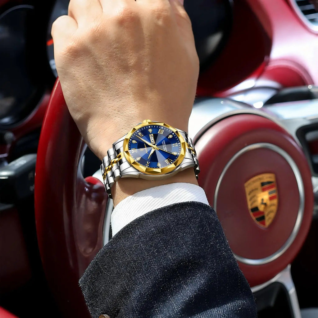 Poedagar 698 Luxury Waterproof Luminous Business Men Quartz Watches Stainless Steel Strap Calendar Watch for Men
