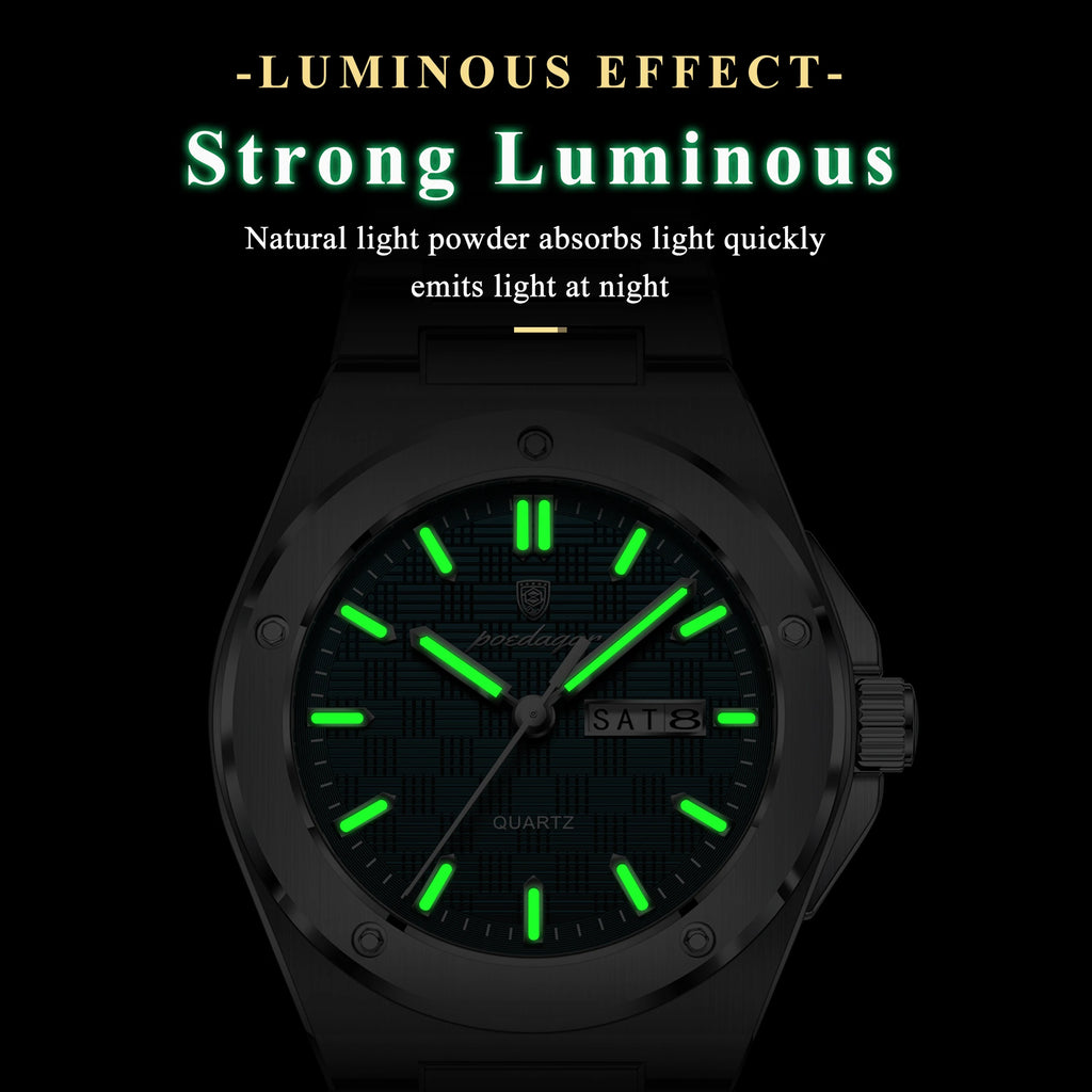 Poedagar 696 Factory Wholesale Original Luxury Stainless Steel Band Watch for Man Luminous Waterproof Date Wrist Watches