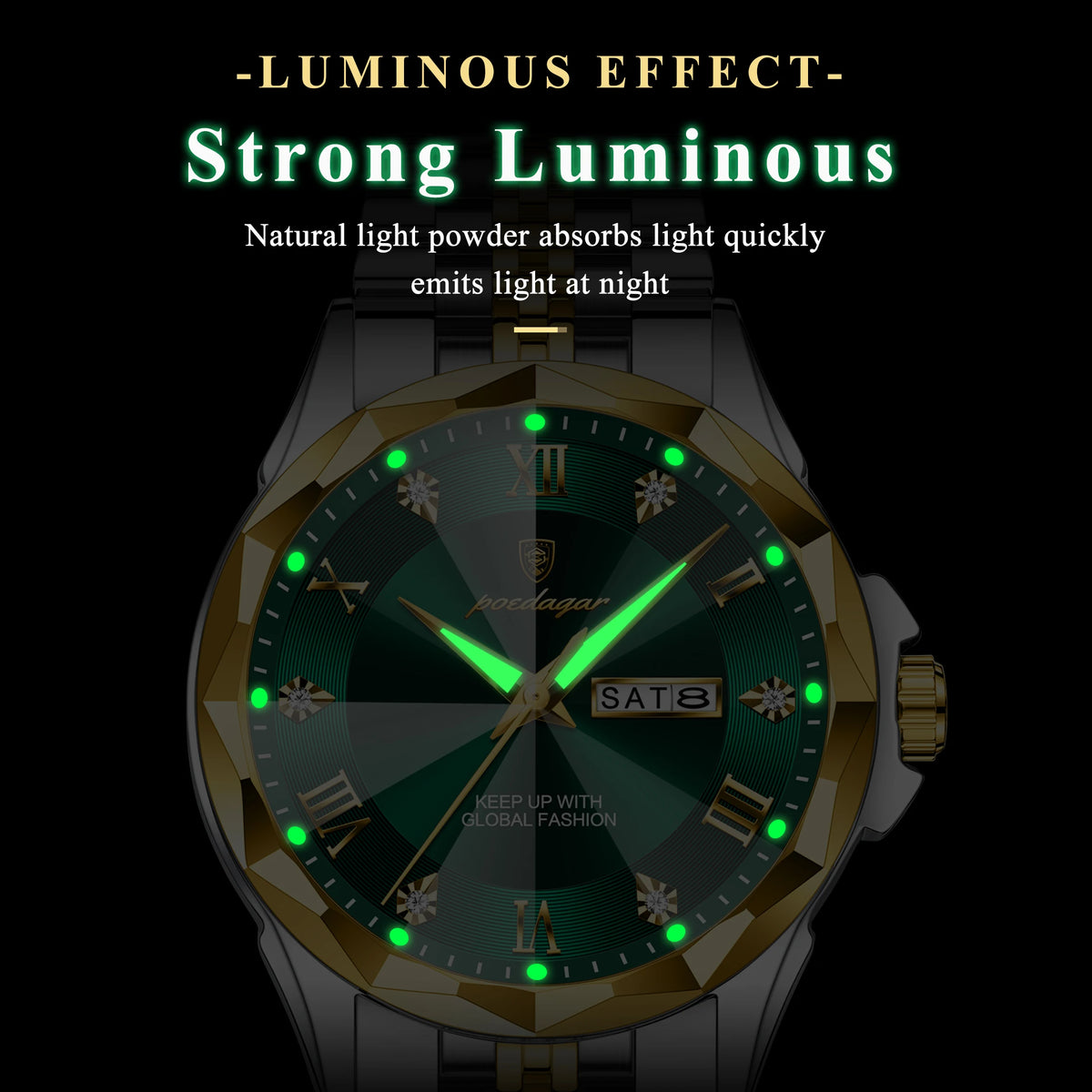 Poedagar 698 Luxury Men Quartz Watch Waterproof Luminous Business Montre Homme Stainless Steel Strap Calendar Watch for Men