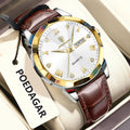 Poedagar 810 Luxury Mens Quartz Watch Waterproof Luminous Date Montre Business Lightweight Leather Strap Quartz Watches for Men