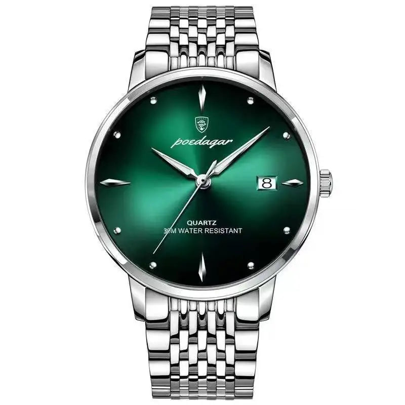 Poedagar 868 Luxury Stainless Steel Watch Bands Luminous High Quality Waterproof Quartz Watches for Men