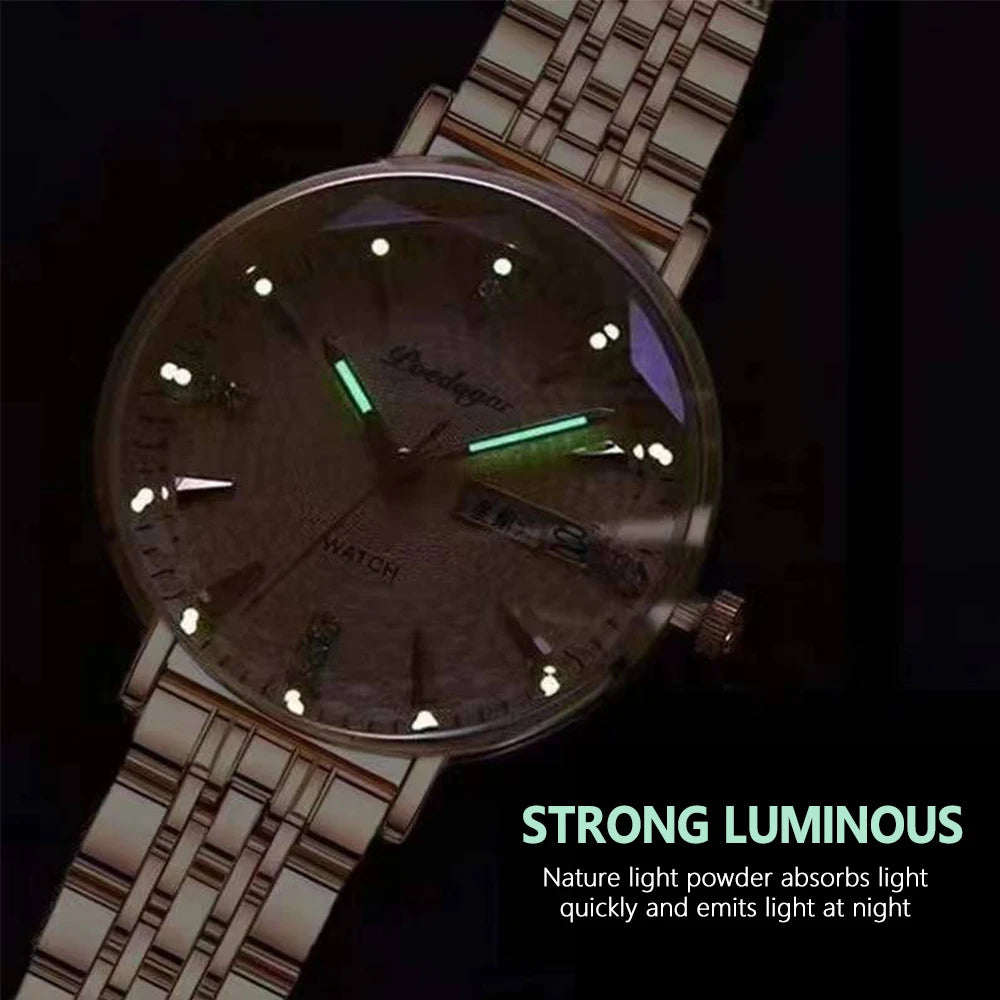 Poedagar Factory Direct Sale Luxury Diamond Quartz Watches Stainless Steel Lady Watch Luminous Date Waterproof Watch Women