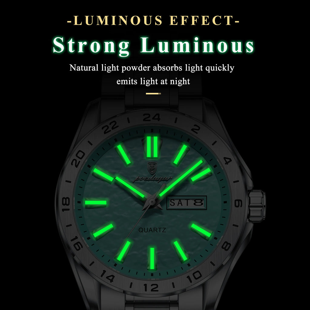 Poedagar 683 Waterproof Luminous Business Stainless Steel Strap Men's Quartz Watch with CE Certified