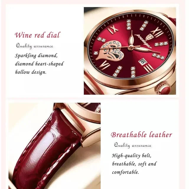 Poedagar New Trendy Watch Women With Diamond Quartz Watches Waterproof Luminous LadiesWristwatch Leather Watch for Women