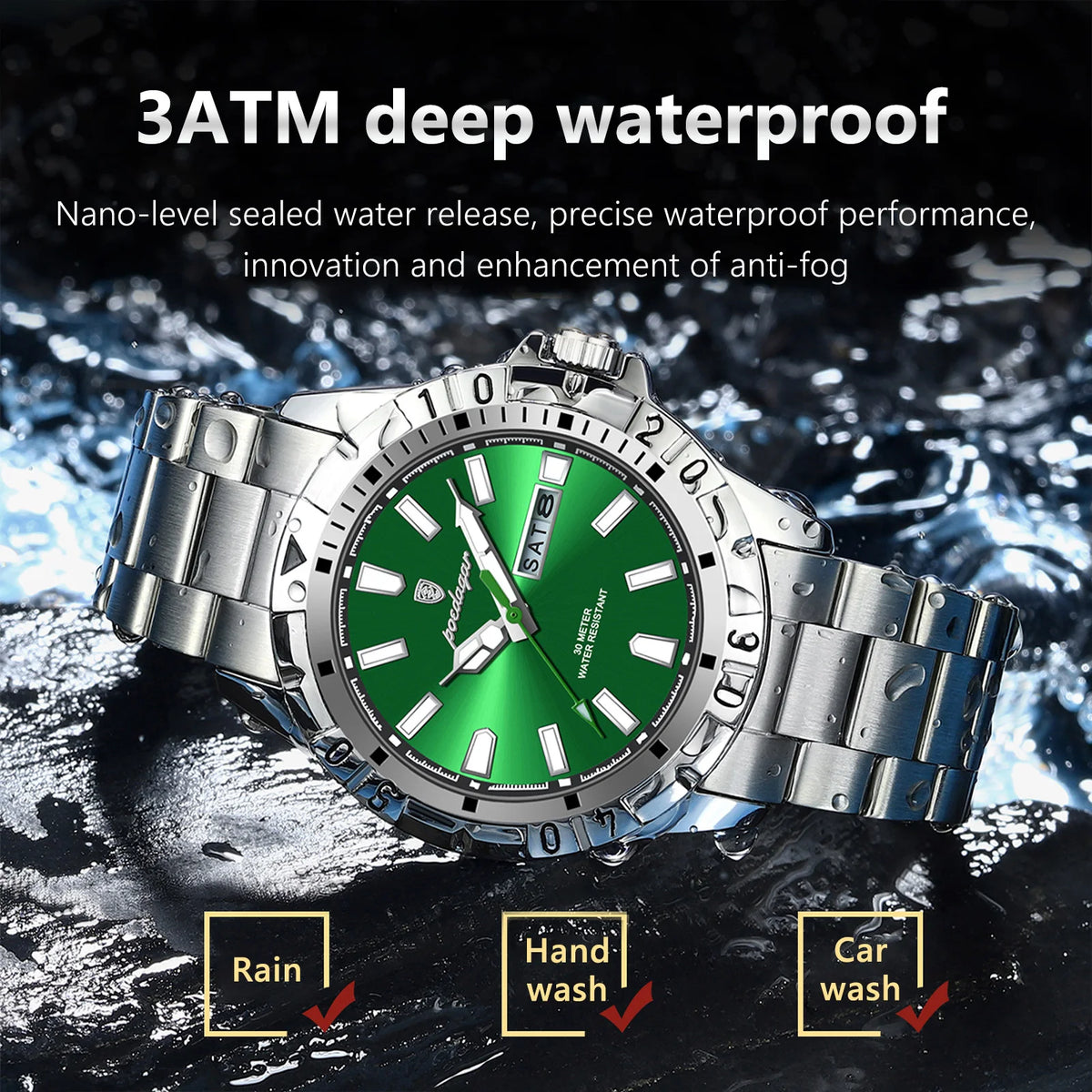 Poedagar 959 Men Watch Business Stainless Steel Luxury Quartz Wristwatch Montre Homme Waterproof Luminous Date Watch for Men