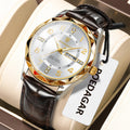 Poedagar 858 Watch for Men Luxury Date Week Leather Strap Quartz Watches Waterproof Luminous Men's Watches Wholesale Orologio