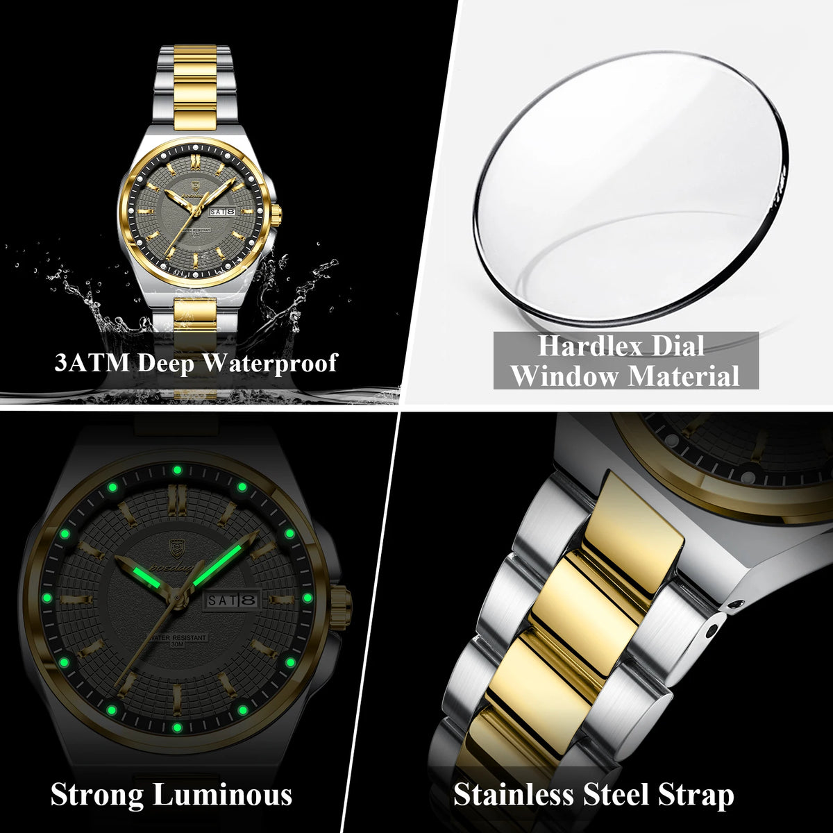 POEDAGAR 796 Luxury Lady Quartz Watch 32mm Small Dial 3ATM Waterproof Luminous Stainless Steel Strap