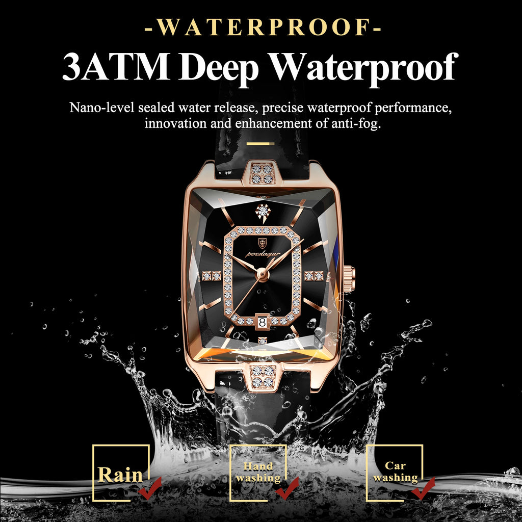 Poedagar 785 Luxury Women's Watch High Quality Business Dress Montre Wristwatch Leather Strap Waterproof Quartz Watch for Women