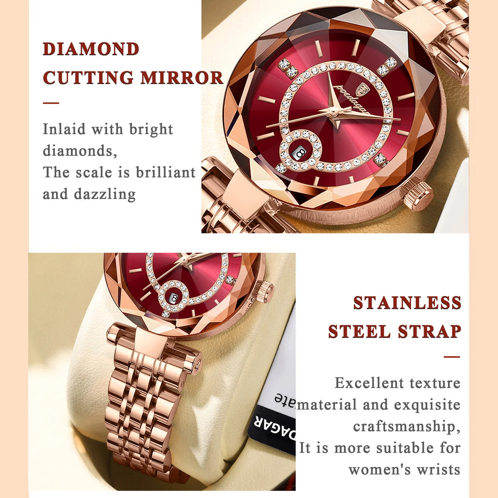 2023 New Poedagar Luxury Diamond Ladies Watch Waterproof Luminous Stainless Steel Qquartz Watches Women