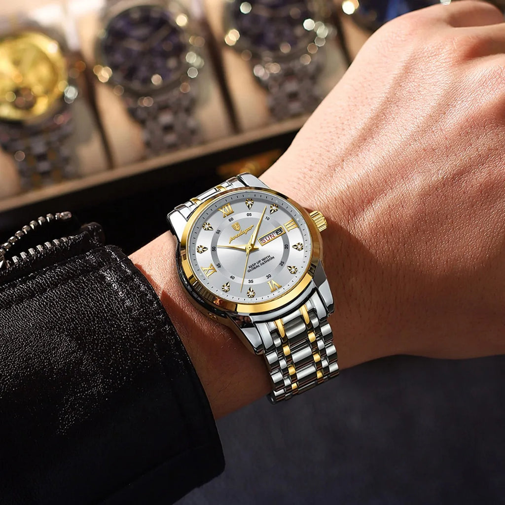Poedagar 936 Luxury Men Watch Business Roman Numeral Date Stainless Steel Montre Reloj Quartz Watch for Men Waterproof in Stock