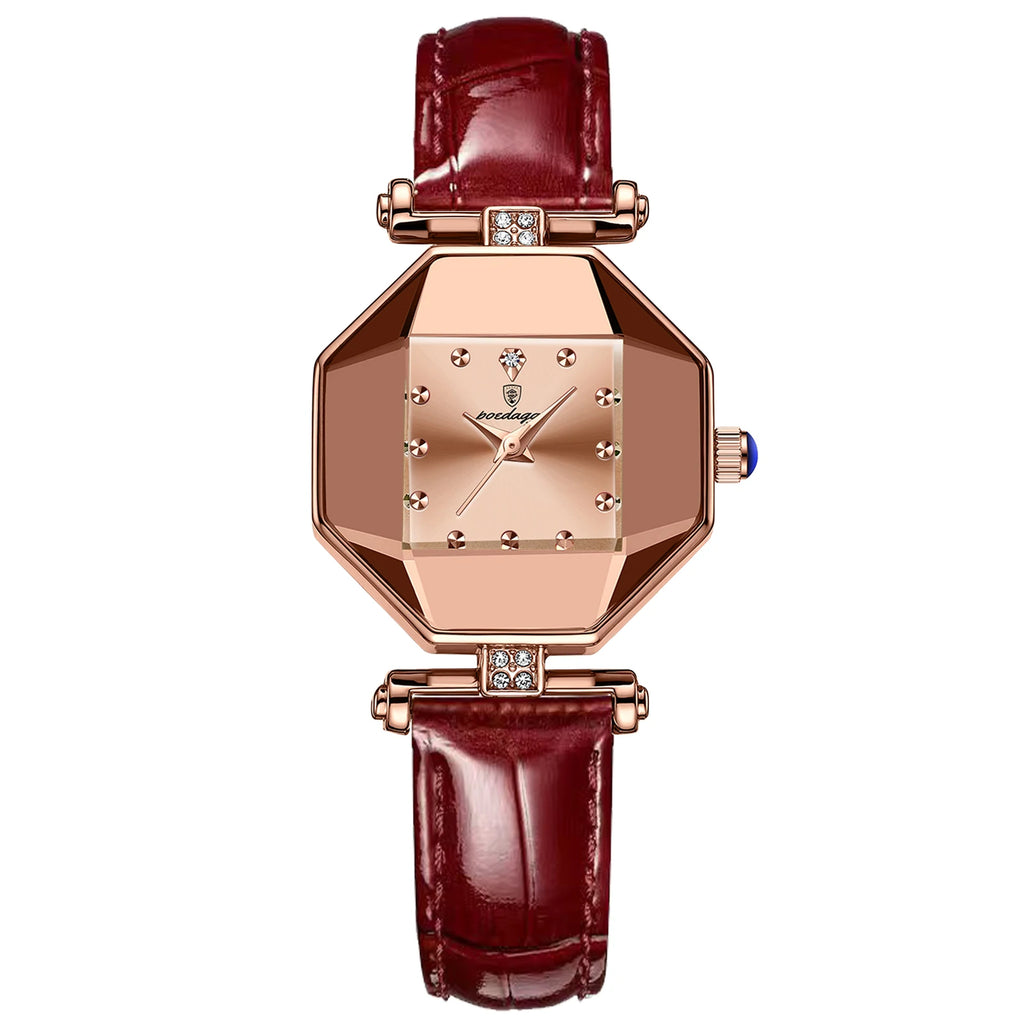 Poedagar Square Alloy case Dial Quartz Watches for Women Elegant Diamond Leather Ladies Watch Waterproof Watches Women Wrist