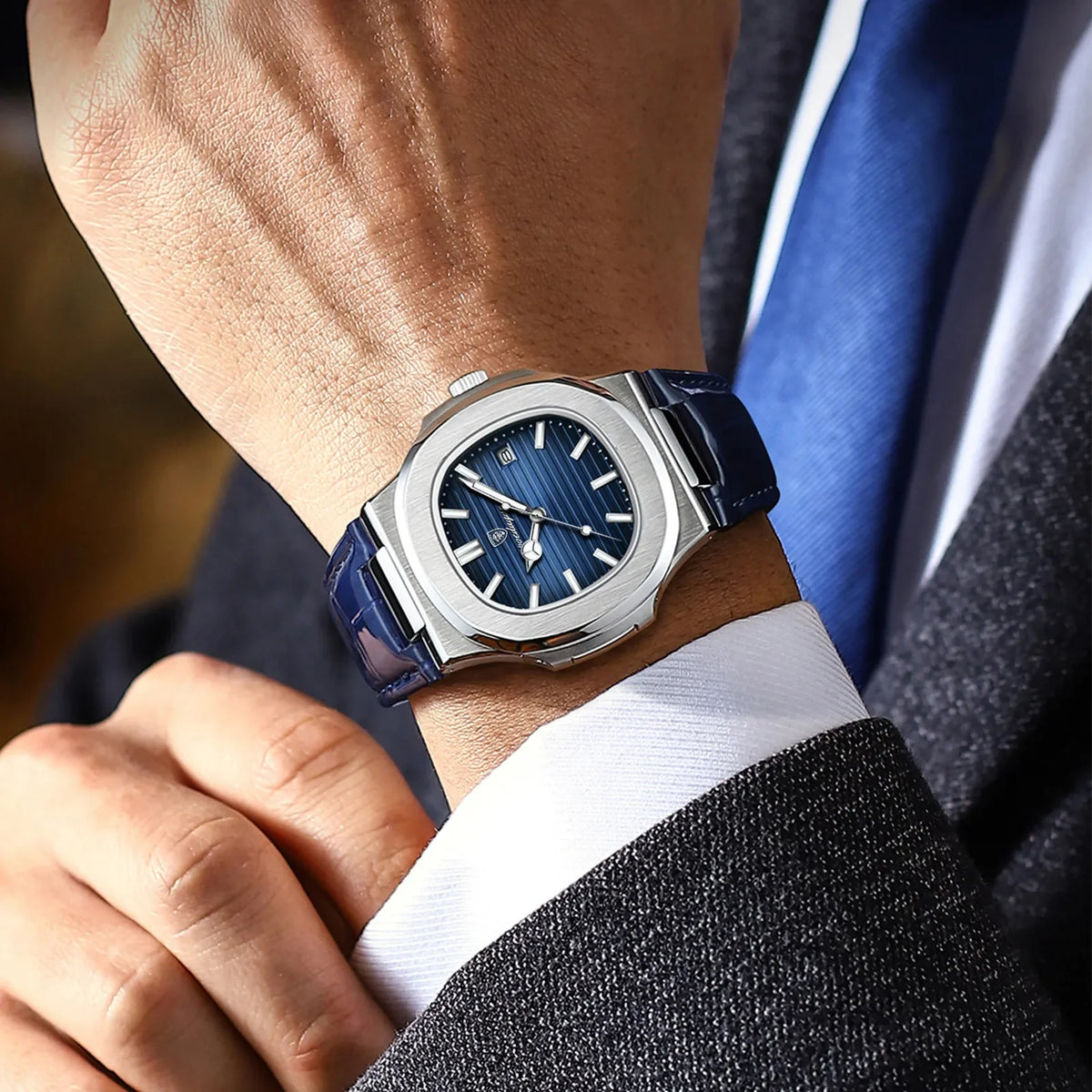 Poedagar Top Luxury Square Men Watch High Quality Leather Quartz Watches 30m Waterproof Luminous Date Watches for Men
