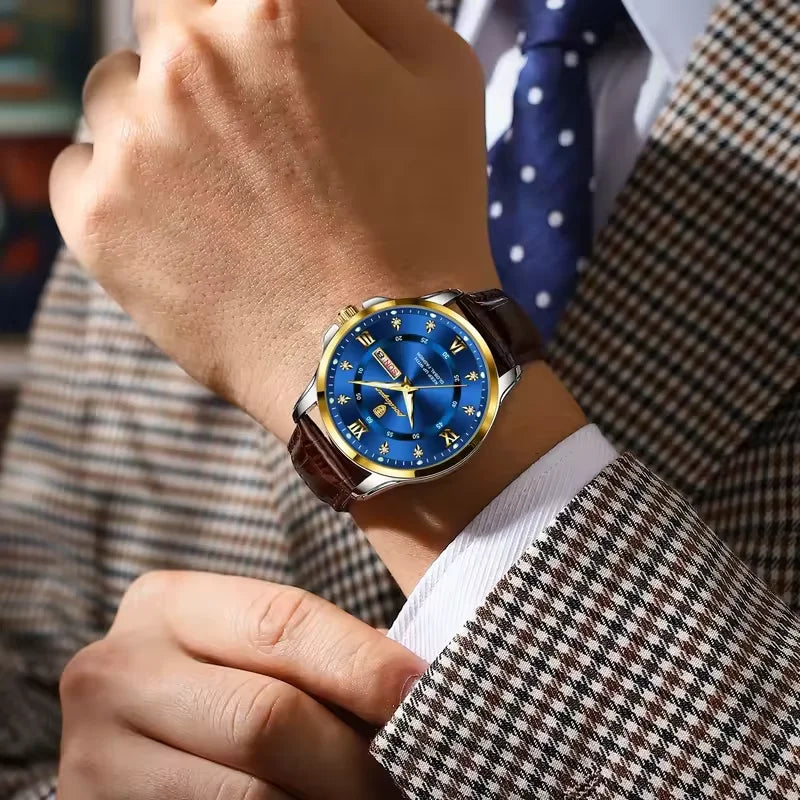 Poedagar 855 New Arrivals Waterproof Mens Watch Waterproof Luminous Quartz Watches Luxury Leather Watch for Men
