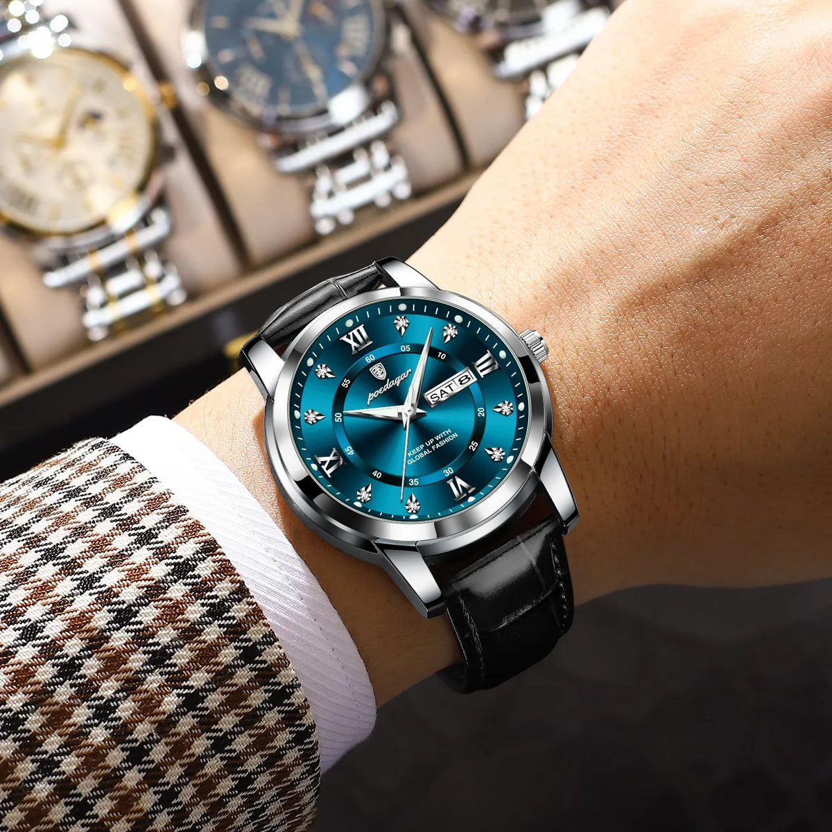 Poedagar 936 Mens Watch Luxury High Quality Leather Orologio Wristwatch Waterproof Luminous Quartz Watches for Men Wholesale