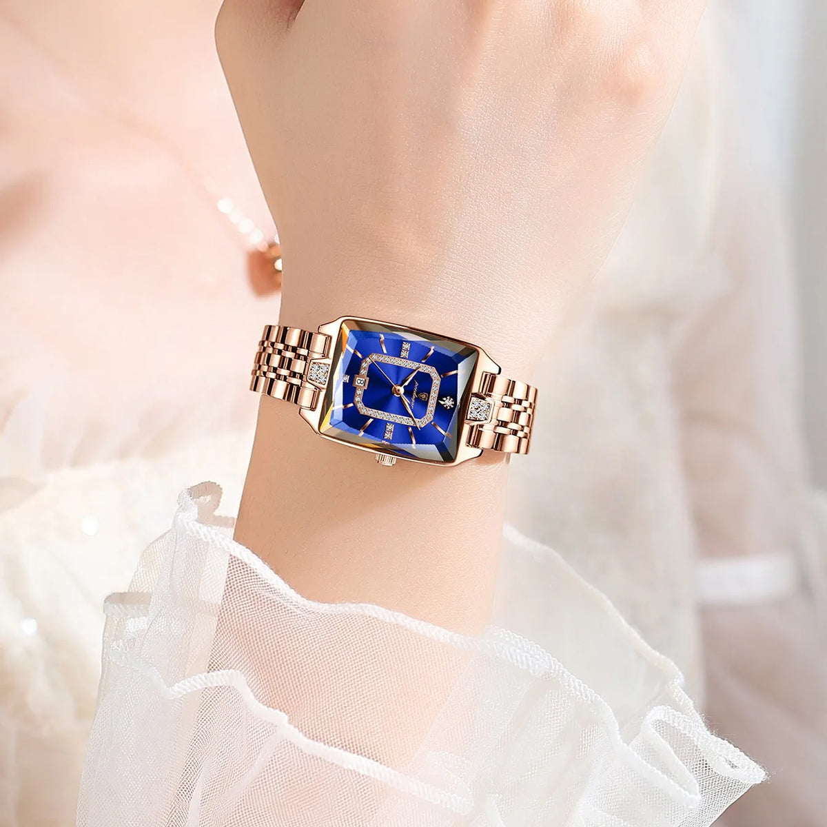 Poedagar 785 Elegant Women Watches Waterproof Date Ladies Watch Stainless Steel Rectangle Business Quartz Watch for Women