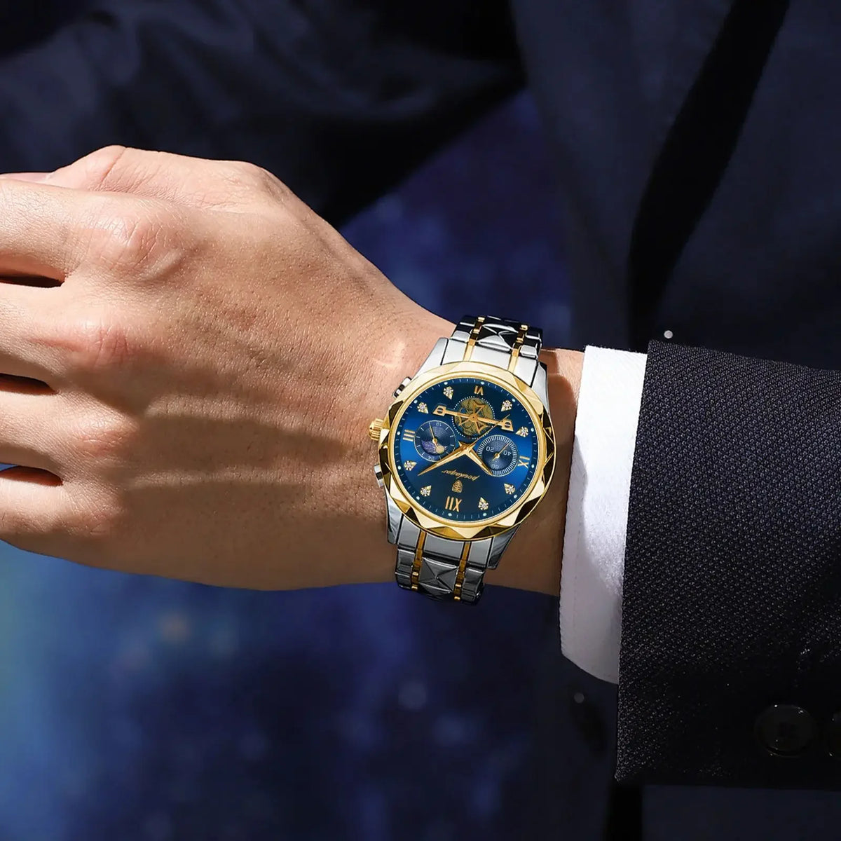 Poedagar Fashion Luxury Chronograph Men Watch Waterproof Luminous Stainless Steel Quartz Watches for Men