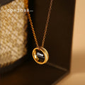 Titanium Steel Cateye Pendant Necklace with Fade-Resistant Color